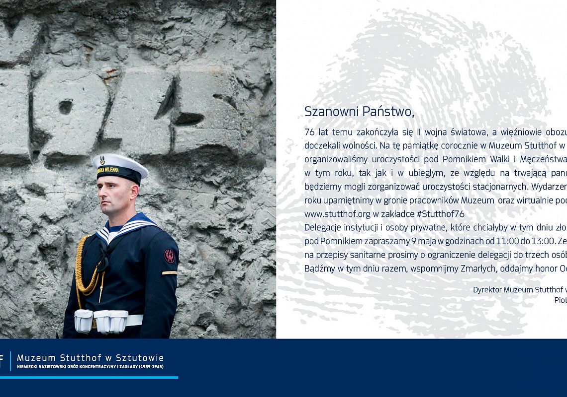 Grafika 1: Wirtualna Uroczystość pod Pomnikiem Walki i Męczeństwa - Muzeum Stutthof w Sztutowie.
