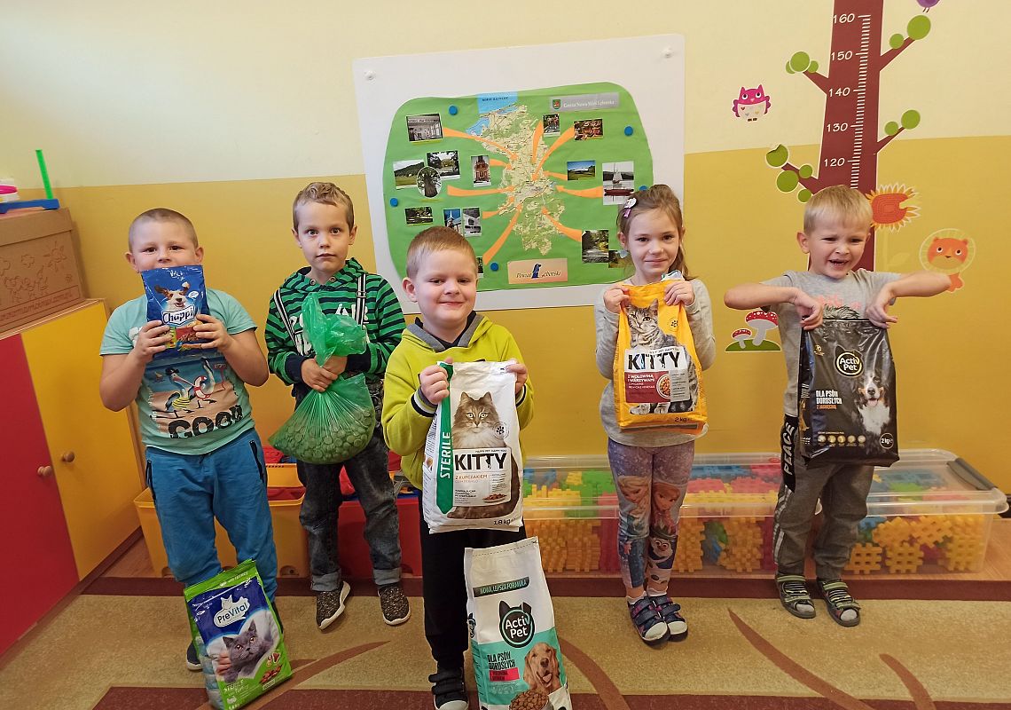 zbiórka karmy, Hubert, Bartek, Jasiu, Maja, Olaf