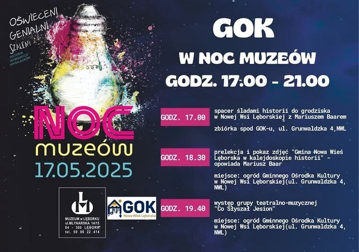 Grafika 1: Noc Muzeów - GOK w Nowe Wsi Lęborskiej zaprasza