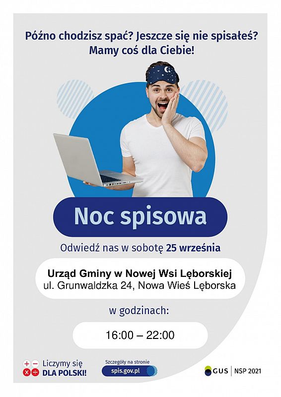 Promocja Narodowego Powszechnego Spisu Ludności i Mieszkań 2021 - Noc spisowa - PLAKAT