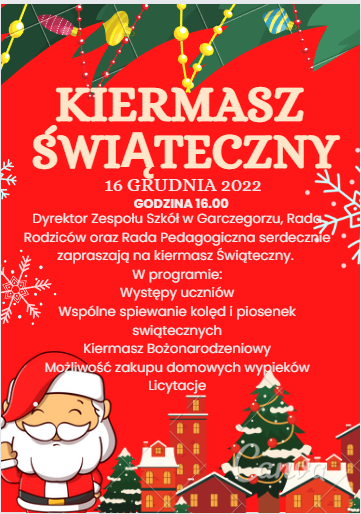Plakat informacyjny "Kiermasz świąteczny"