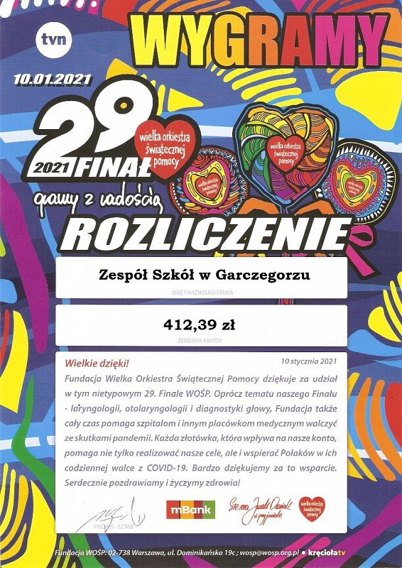 Grafika z rozliczeniem WOŚP