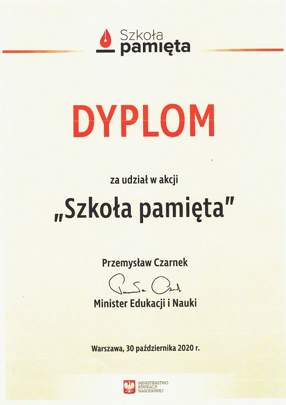  Grafika #0: Dyplom z Ministerstwa Edukacji Narodowej