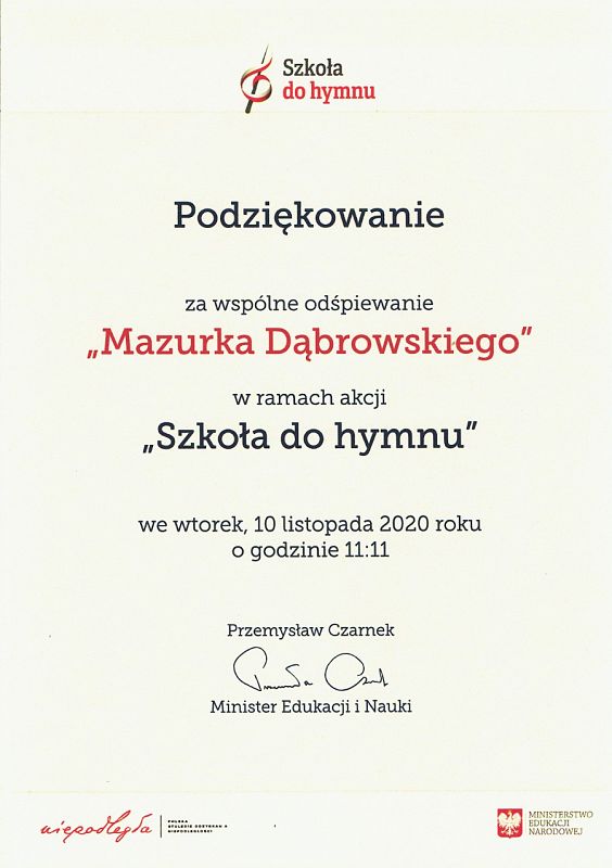  Grafika #0: Podziękowanie z Ministerstwa Edukacji Narodowej
