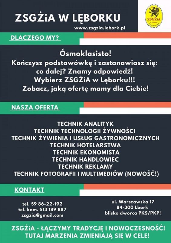  Grafika #0: Oferta Edukacyjna Zespołu Szkół Gospodarki Żywnościowej i Agrobiznesu w Lęborku