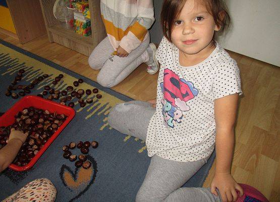 Układanie liter z kasztanów