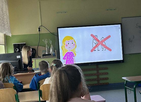 Grafika 5: Prelekcja profilaktyczna na temat hejtu, cyberprzemocy oraz przemocy rówieśniczej w klasach I - III