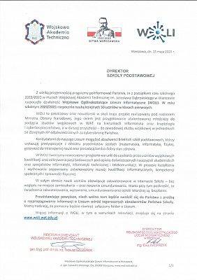  Grafika #1: Rekrutacja do Wojskowego Ogólnokształcącego Liceum Informatycznego (WOLI) w Warszawie