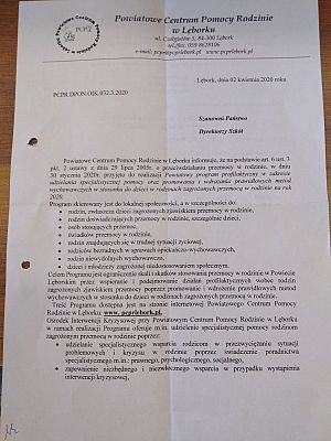  Grafika #0: Informacja od Powiatowego Centrum Pomocy Rodzinie